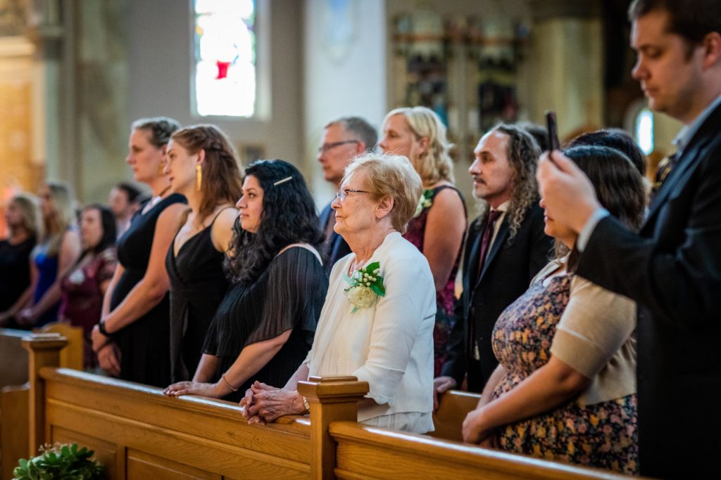 Bride's grandmother watches the ceremony at St. Hyacinth Basilica