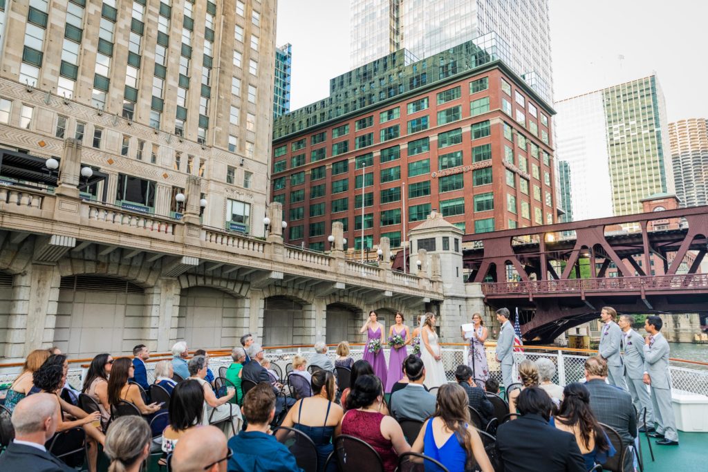 Wedding party and guests on Chicago's First Lady Cruise