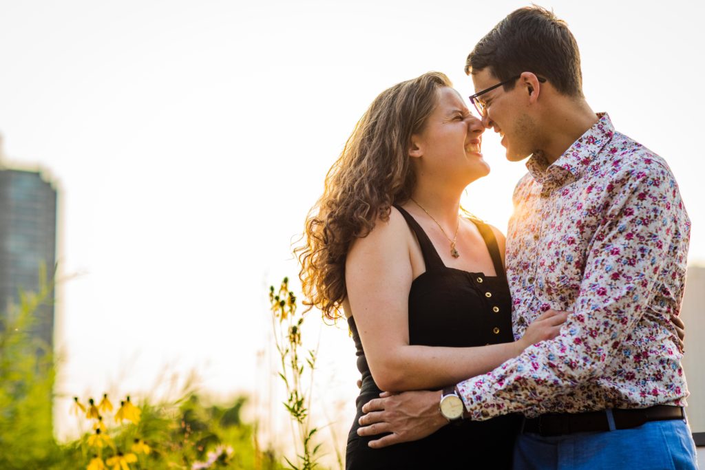 Man and woman smiling and touching noses