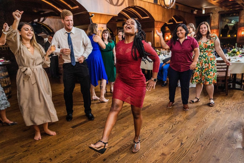 Bride's friend dancing