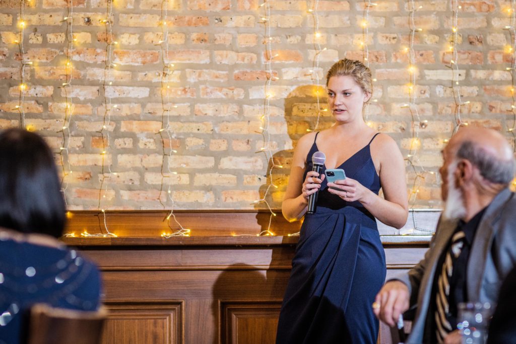 Maid of honor makes a speech