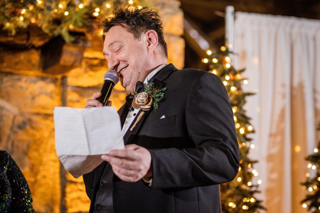 Groom says his vows during his wedding at Starved Rock