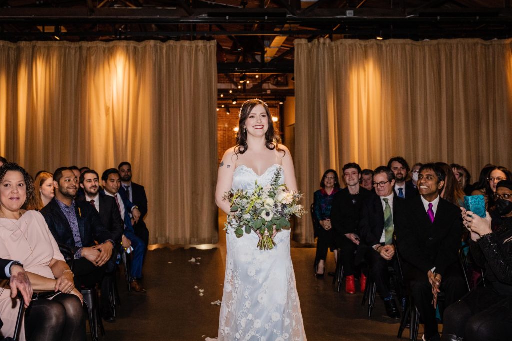 Bride walks herself down the aisle at Ovation Chicago