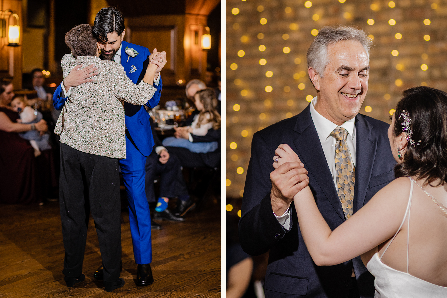 Bride and groom dance with their parent's at their Revolution Brewing Wedding