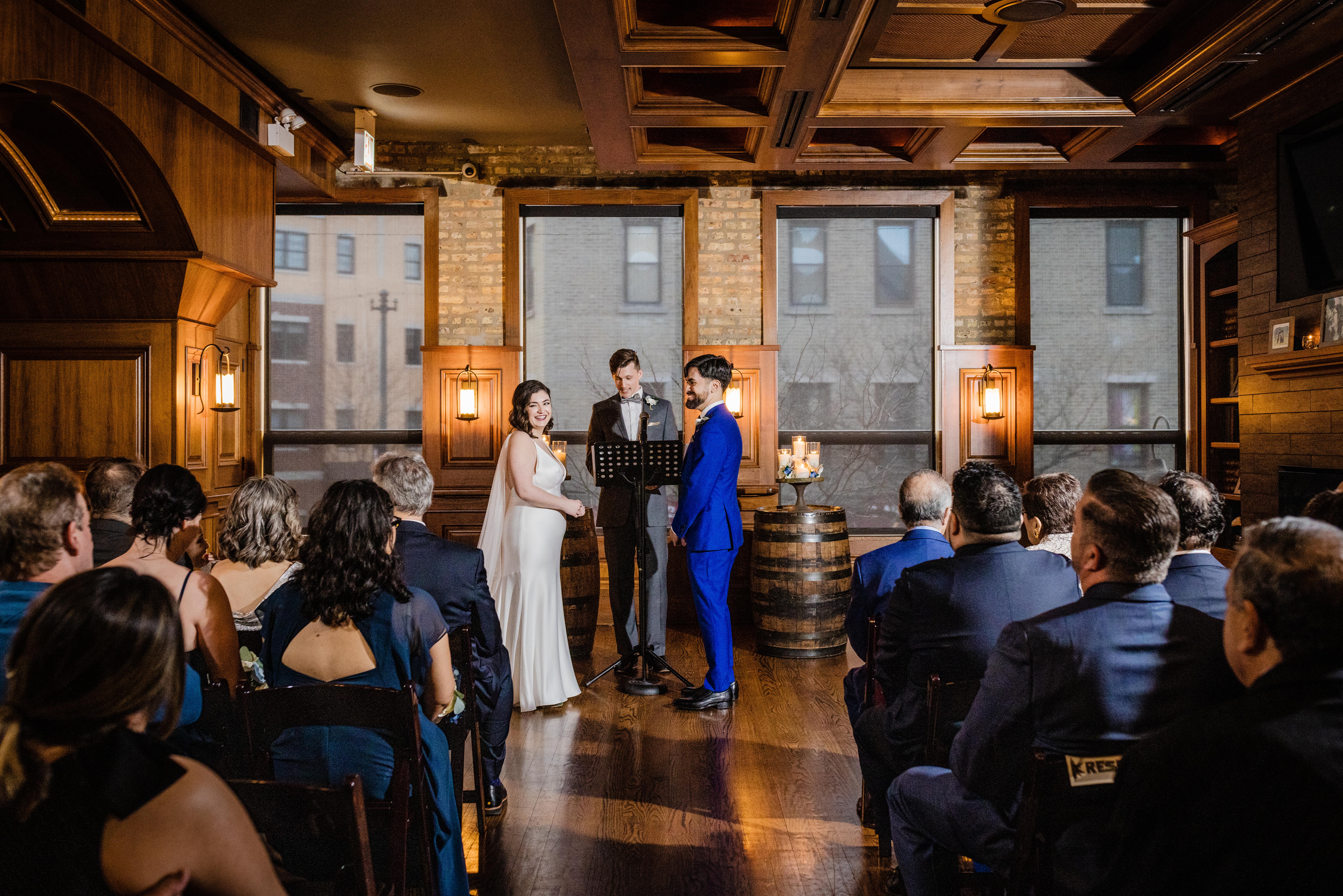 Couple standing at the altar at their Revolution Brewing Wedding