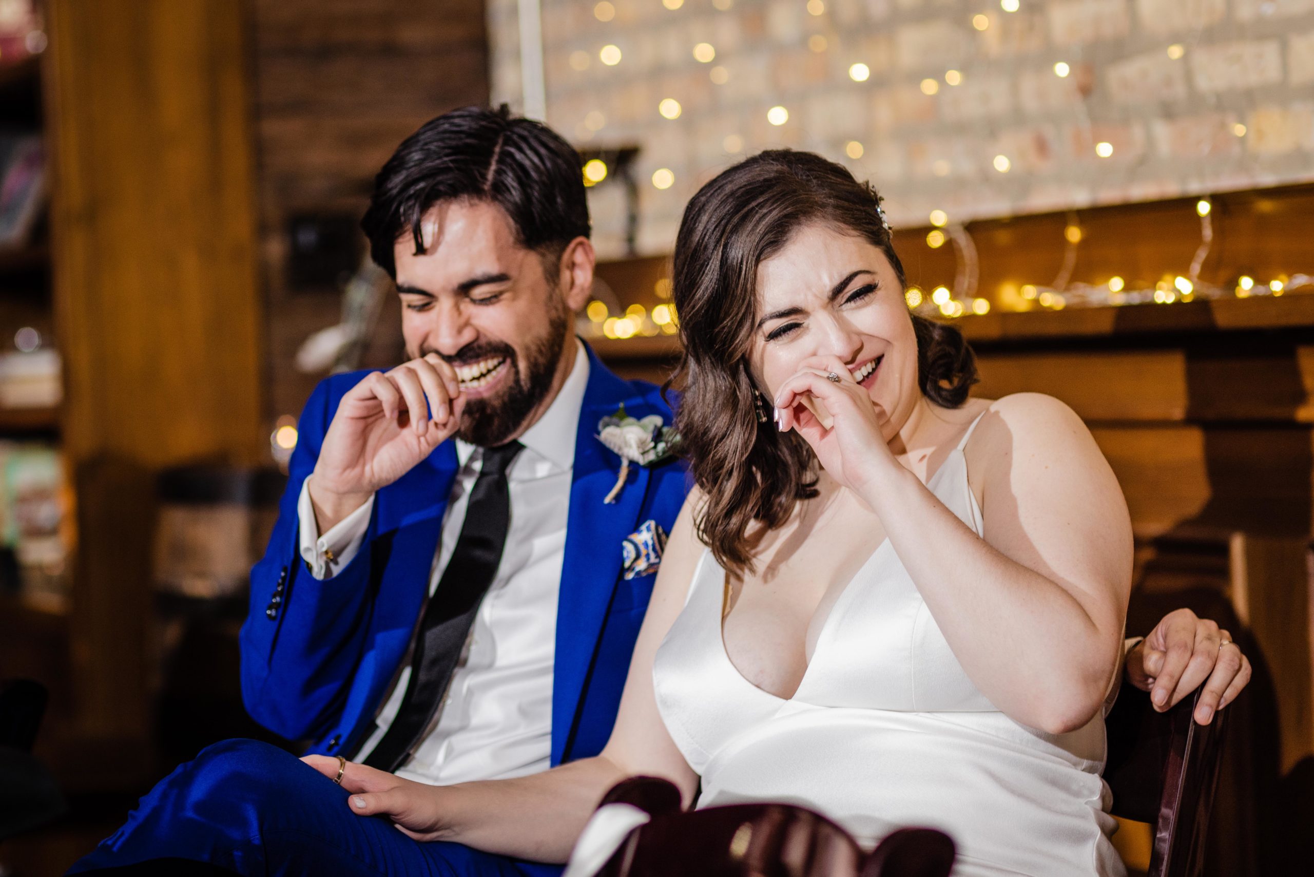 Couple laughing at their Revolution Brewing Wedding