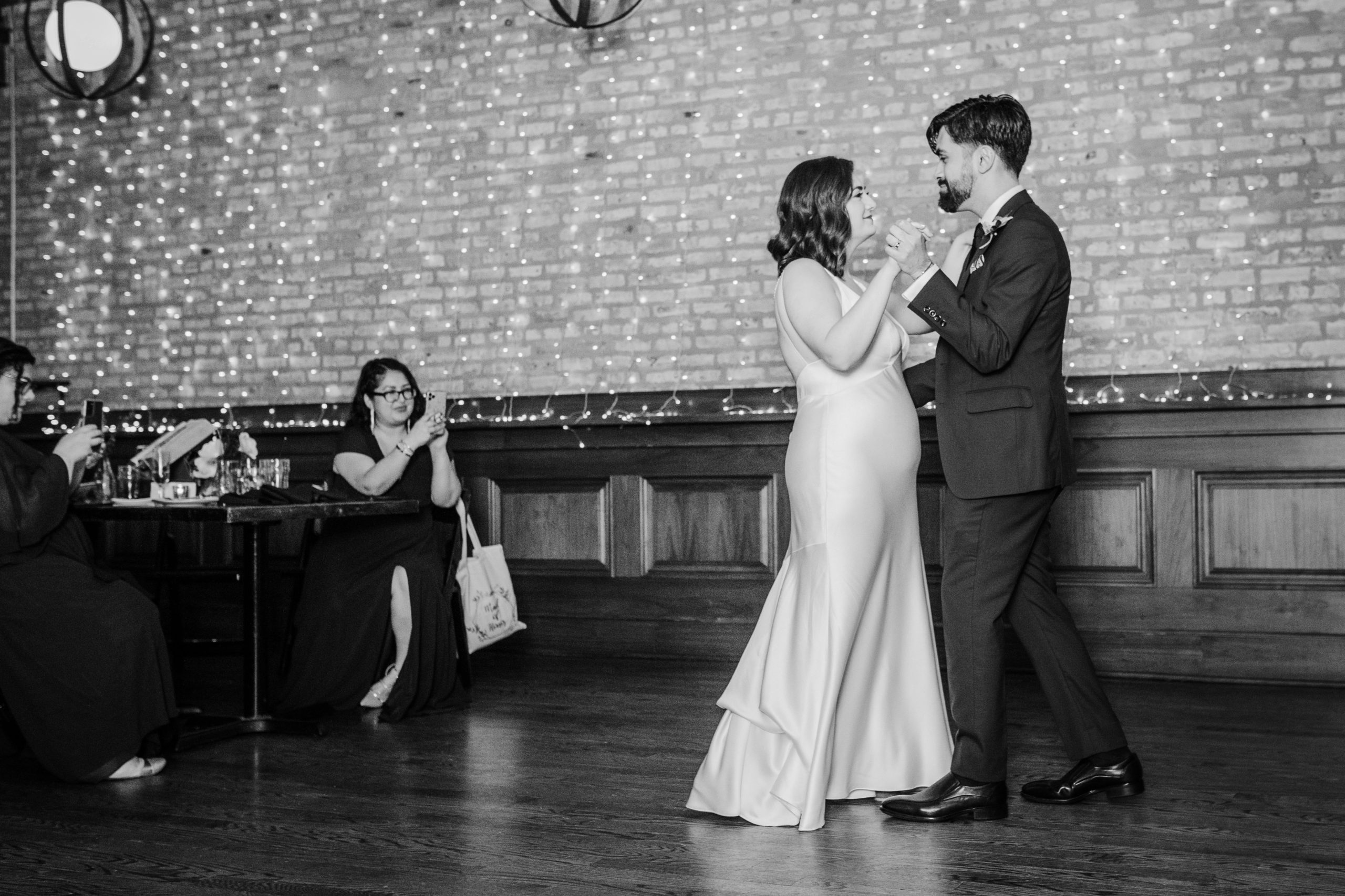 Bride and groom sharing a first dance at their Revolution Brewing Wedding