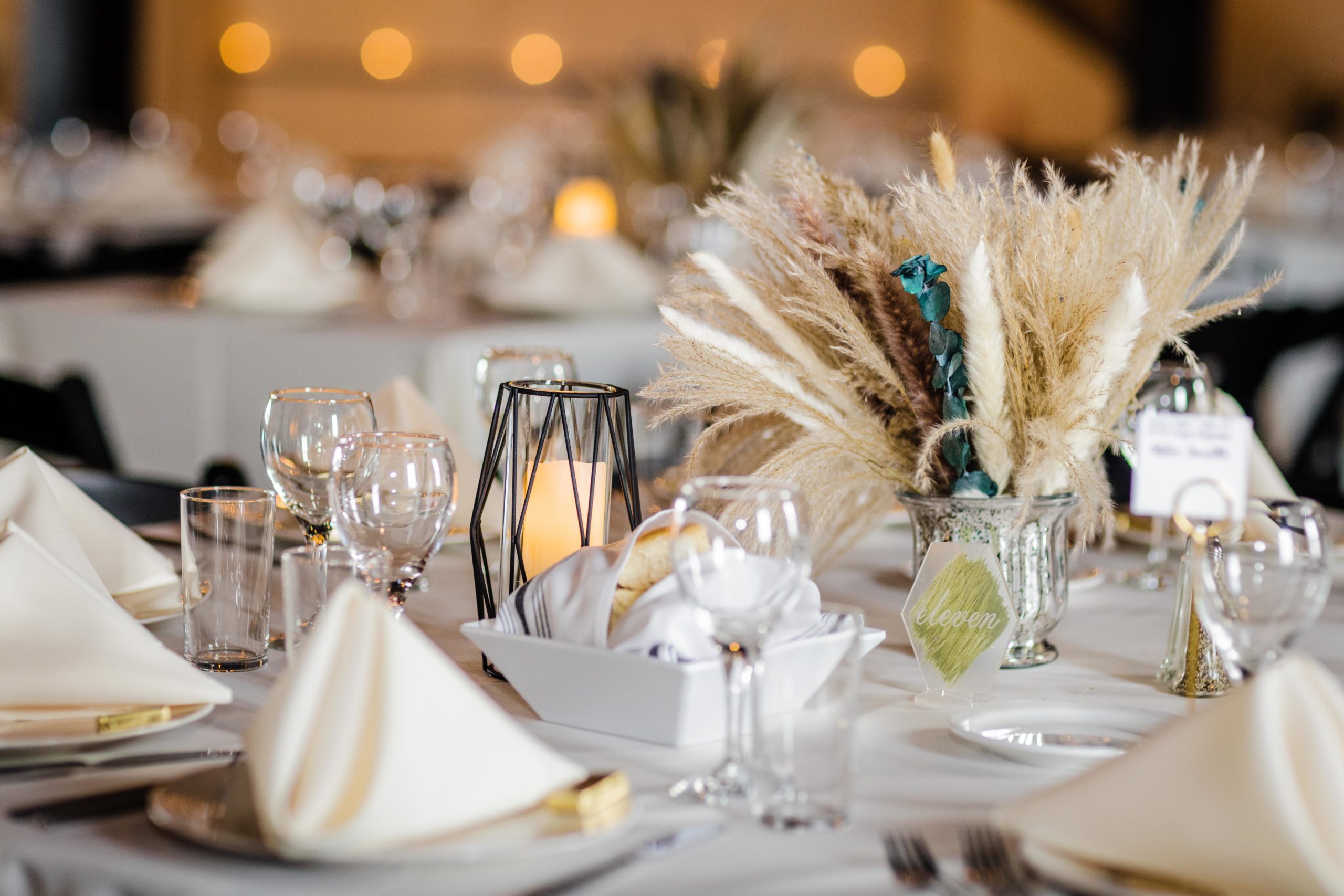 Table settings at a Bottom Lounge Wedding