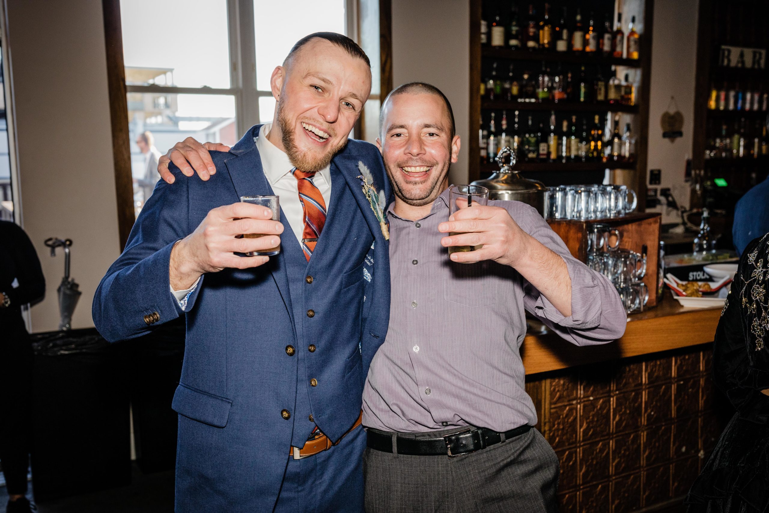 Groom with friend at his Bottom Lounge Wedding
