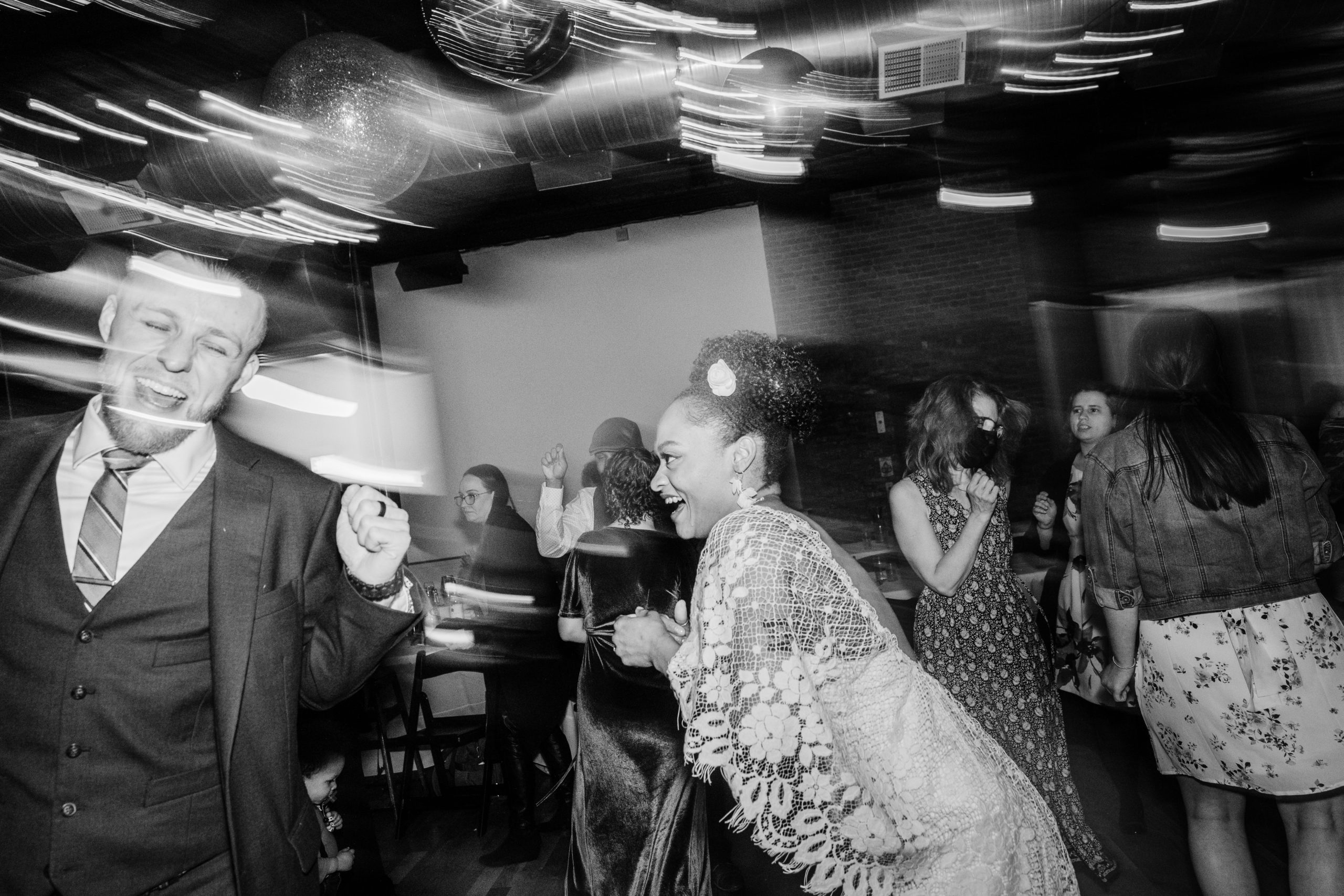 Bride and groom on the dance floor during their Bottom Lounge Wedding