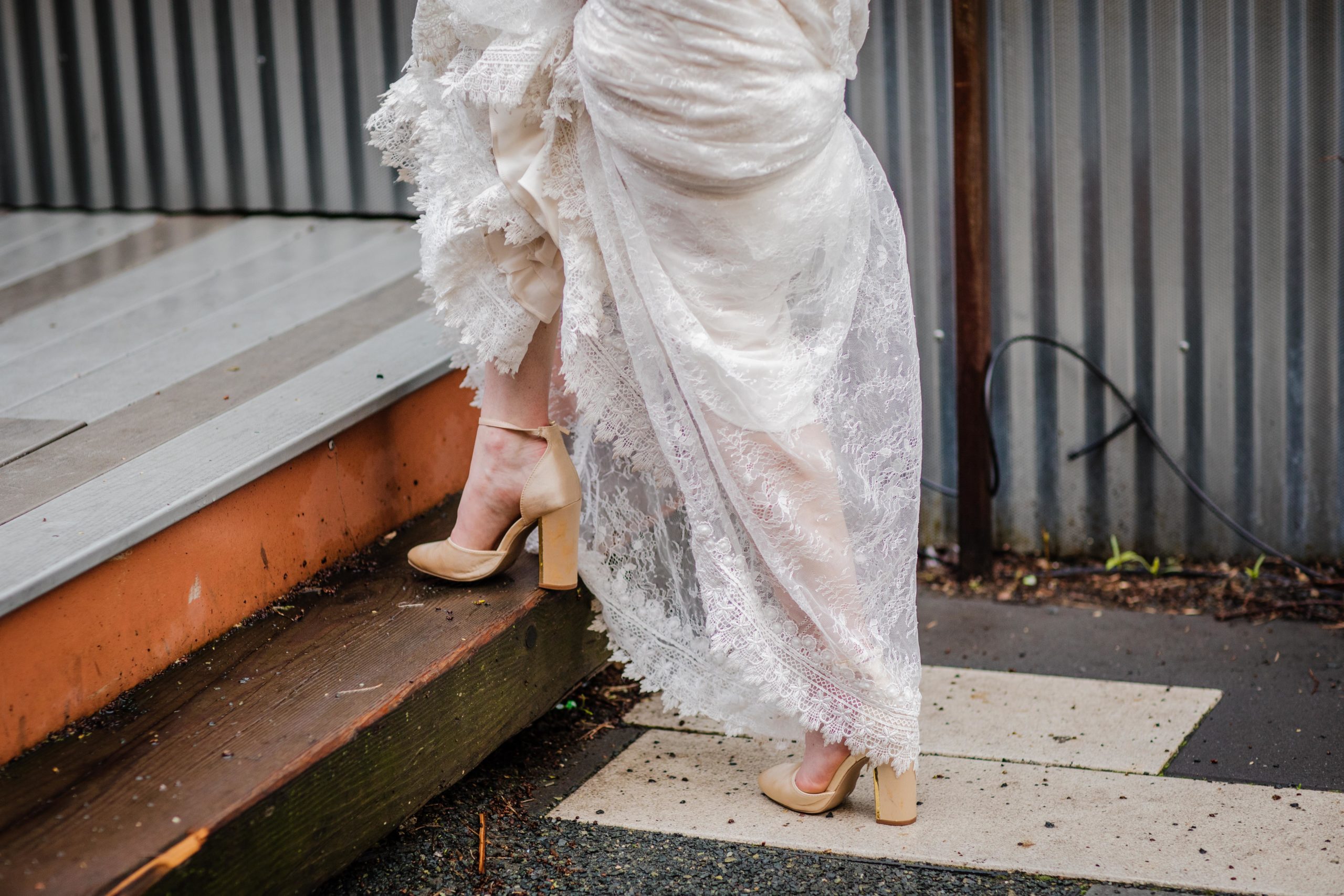 Bride walking with her dress at The Joinery