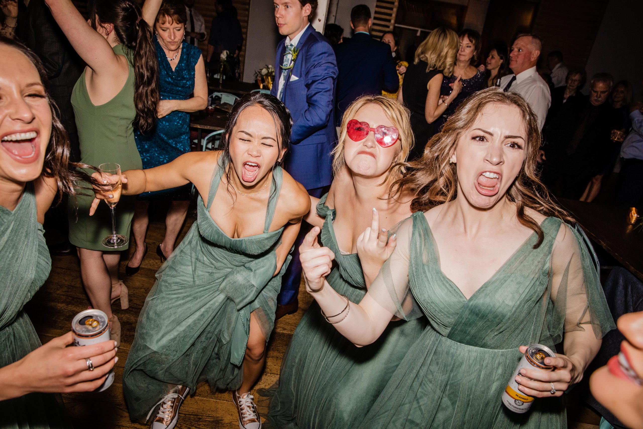 bridesmaids dancing on the dance floor